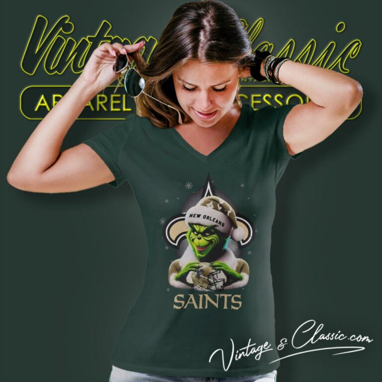 Santa Grinch Love New Orleans Saints Christmas V Neck TShirt Santa Grinch Love New Orleans Saints Christmas V Neck TShirt