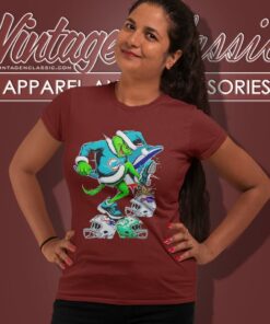 Santa Grinch Miami Dolphins Stomp On Nfl Teams Christmas Women T Shirt