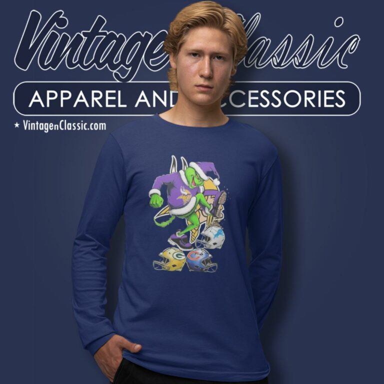 Santa Grinch Minnesota Vikings Stomp On Nfl Teams Christmas Long Sleeve Tee Santa Grinch Minnesota Vikings Stomp On Nfl Teams Christmas Long Sleeve Tee