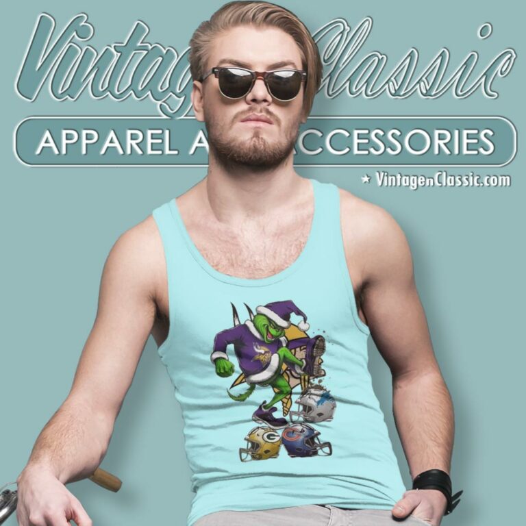 Santa Grinch Minnesota Vikings Stomp On Nfl Teams Christmas Tank Top Racerback Santa Grinch Minnesota Vikings Stomp On Nfl Teams Christmas Tank Top Racerback