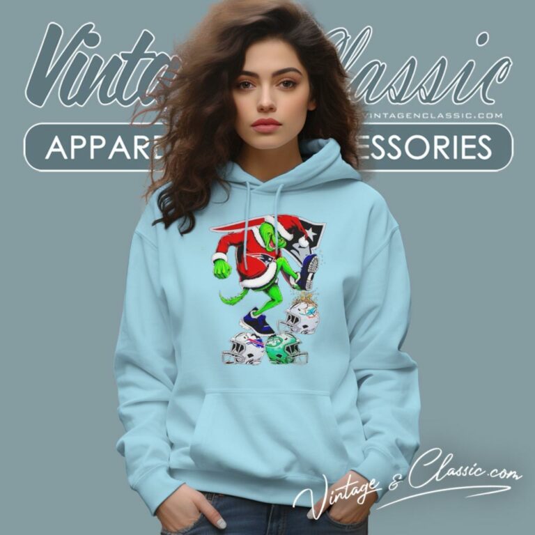 Santa Grinch New England Patriots Stomp On Nfl Teams Christmas Hoodie Santa Grinch New England Patriots Stomp On Nfl Teams Christmas Hoodie