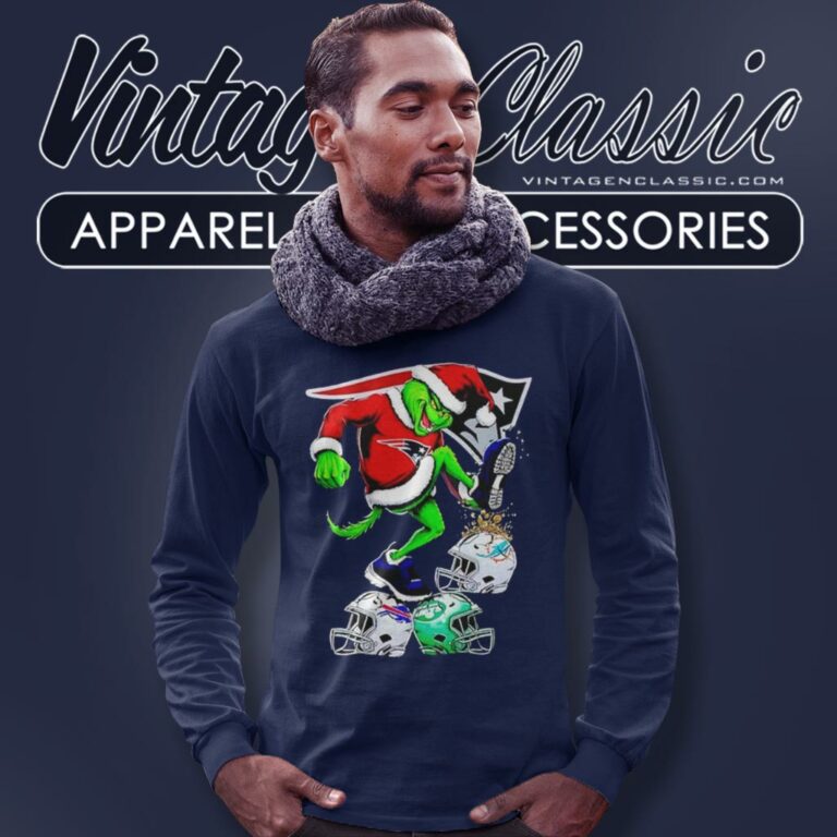 Santa Grinch New England Patriots Stomp On Nfl Teams Christmas Long Sleeve Tee Santa Grinch New England Patriots Stomp On Nfl Teams Christmas Long Sleeve Tee