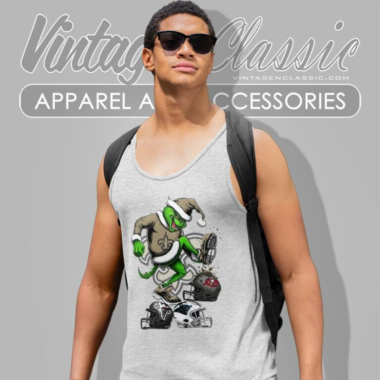 Santa Grinch New Orleans Saints Stomp On Nfl Teams Christmas Tank Top Racerback Santa Grinch New Orleans Saints Stomp On Nfl Teams Christmas Tank Top Racerback