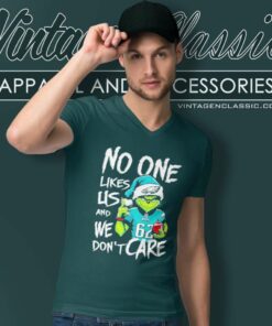 Santa Grinch Philadelphia Eagles Shirt No One Likes Us And We Dont Care V Neck TShirt