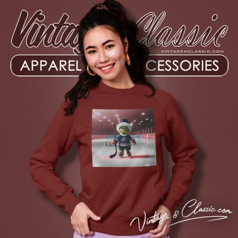 Santa Grinch Playing Hockey Columbus Blue Jackets Christmas Sweatshirt Santa Grinch Playing Hockey Columbus Blue Jackets Christmas Sweatshirt