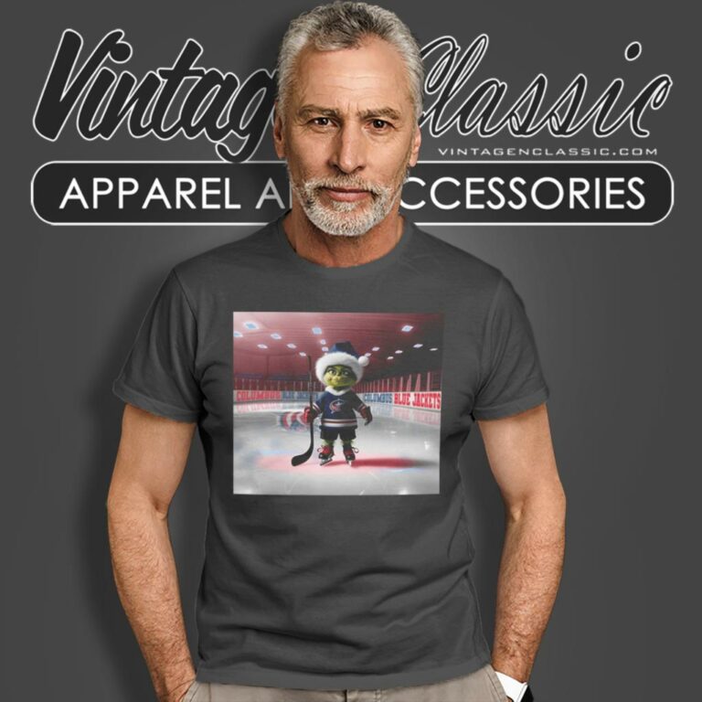 Santa Grinch Playing Hockey Columbus Blue Jackets Christmas T Shirt Santa Grinch Playing Hockey Columbus Blue Jackets Christmas T Shirt