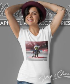 Santa Grinch Playing Hockey Columbus Blue Jackets Christmas V Neck TShirt