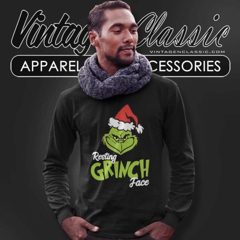 Santa Grinch Resting Grinch Face Christmas Long Sleeve Tee 1 Santa Grinch Resting Grinch Face Christmas Long Sleeve Tee 1