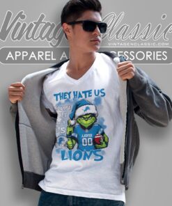 Grinch They Hate Us Because They Aint Us Detroit Lions Christmas Shirt 5 Santa Grinch They Hate Us Because They Aint Us Detroit Lions Christmas Shirt V Neck TShirt