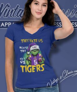 Santa Grinch They Hate Us Because They Aint Us Lsu Tigers V Neck TShirt