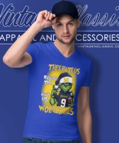 Santa Grinch They Hate Us Because They Aint Us Michigan Wolverines V Neck TShirt