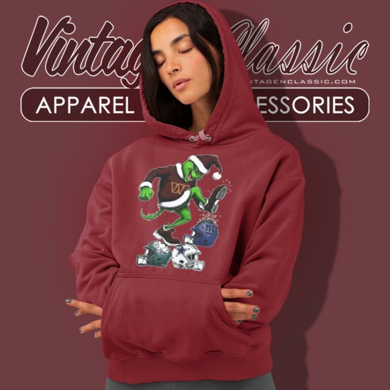 Santa Grinch Washington Commanders Stomp On Nfl Teams Christmas Hoodie Santa Grinch Washington Commanders Stomp On Nfl Teams Christmas Hoodie
