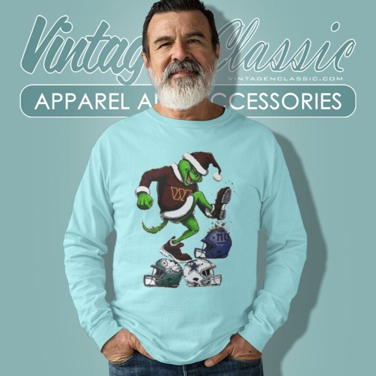Santa Grinch Washington Commanders Stomp On Nfl Teams Christmas Long Sleeve Tee Santa Grinch Washington Commanders Stomp On Nfl Teams Christmas Long Sleeve Tee