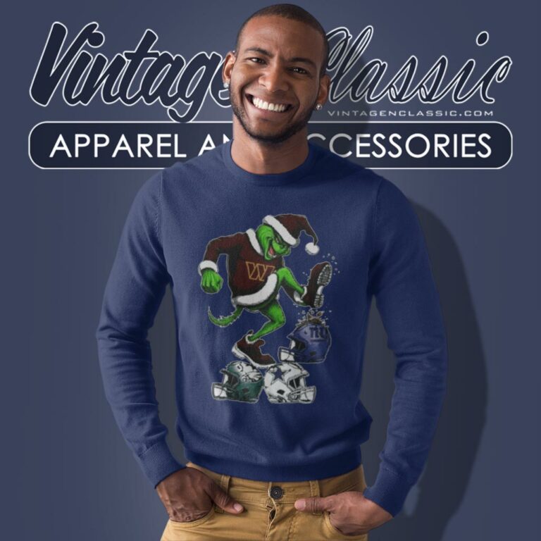 Santa Grinch Washington Commanders Stomp On Nfl Teams Christmas Sweatshirt Santa Grinch Washington Commanders Stomp On Nfl Teams Christmas Sweatshirt