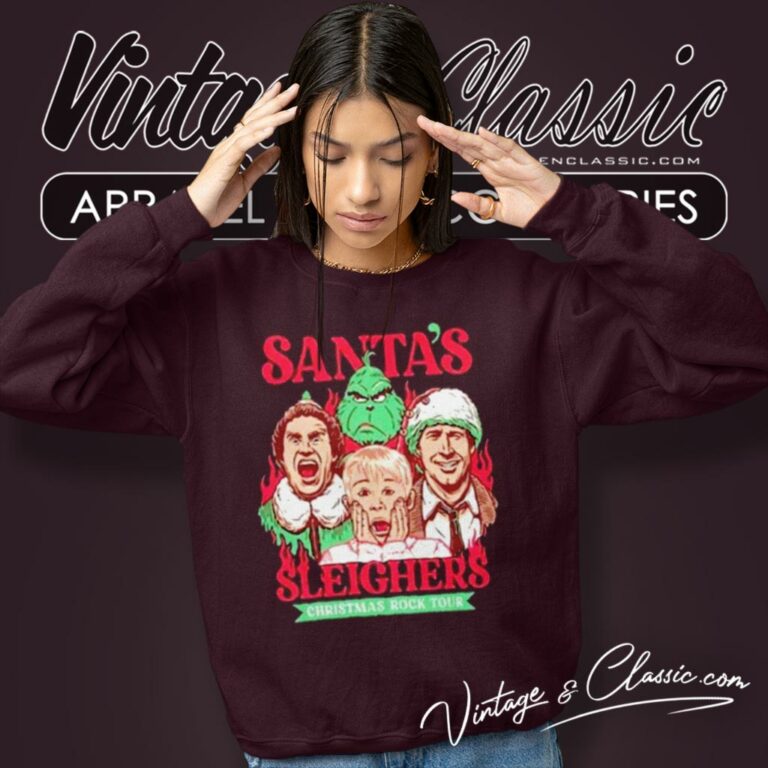 Santa Sleighers Christmas Rock Tour Home Alone Sweatshirt Santa Sleighers Christmas Rock Tour Home Alone Sweatshirt