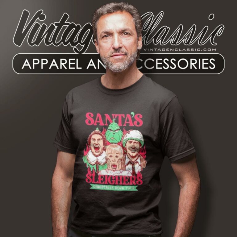 Santa Sleighers Christmas Rock Tour Home Alone T Shirt Santa Sleighers Christmas Rock Tour Home Alone T Shirt