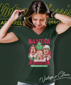 Santa Sleighers Christmas Rock Tour Home Alone Shirt 5 Santa Sleighers Christmas Rock Tour Home Alone V Neck TShirt