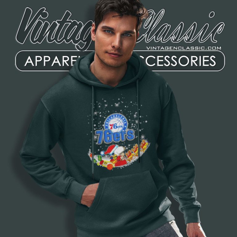 Santa Snoopy And Woodstock Philadelphia 76ers Christmas Hoodie Santa Snoopy And Woodstock Philadelphia 76ers Christmas Hoodie