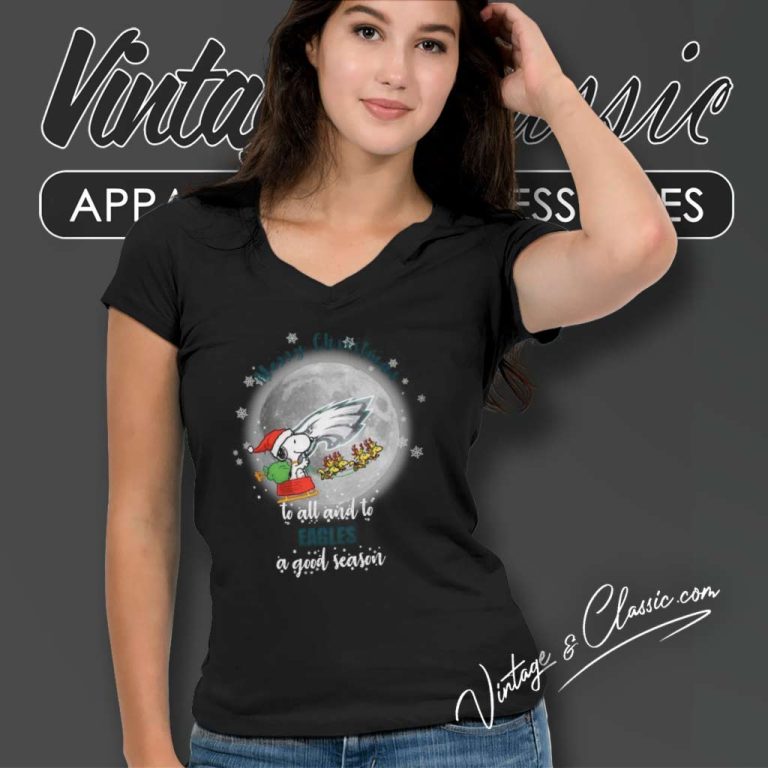 Santa Snoopy To All And To Eagles A Good Season V Neck TShirt Santa Snoopy To All And To Eagles A Good Season V Neck TShirt