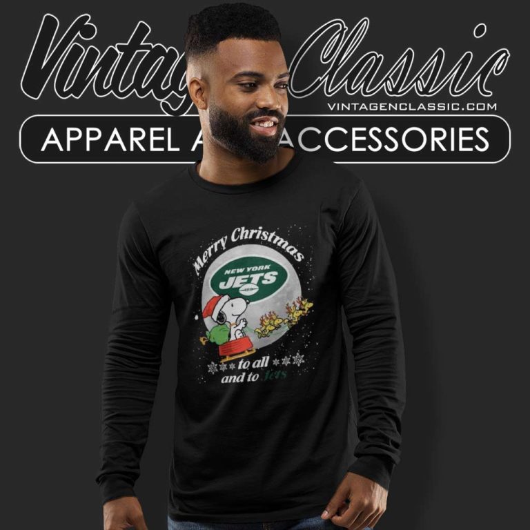 Santa Snoopy To All And To Jets A Good Season Long Sleeve Tee Santa Snoopy To All And To Jets A Good Season Long Sleeve Tee