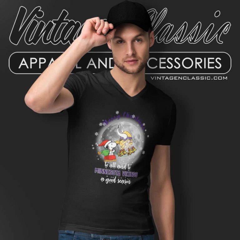 Santa Snoopy To All And To Vikings A Good Season V Neck TShirt Santa Snoopy To All And To Vikings A Good Season V Neck TShirt