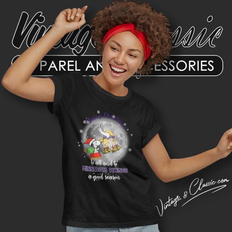Santa Snoopy To All And To Vikings A Good Season Women TShirt Santa Snoopy To All And To Vikings A Good Season Women TShirt