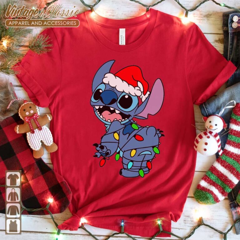 Santa Stitch Disney Christmas TShirts Santa Stitch Disney Christmas TShirts