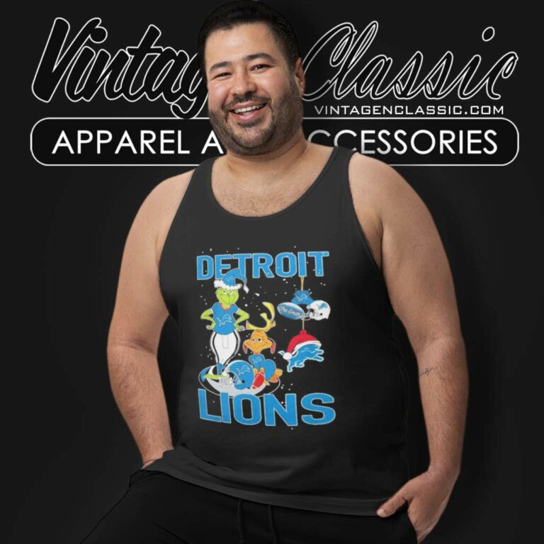 Santa The Grinch And Dog Detroit Lions Christmas Tank Top Racerback Santa The Grinch And Dog Detroit Lions Christmas Tank Top Racerback