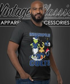 Santa The Grinch And Dog Indianapolis Colts Christmas T Shirt