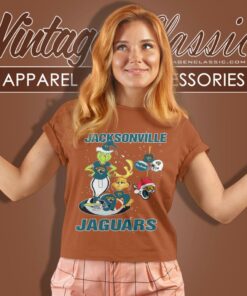 Santa The Grinch And Dog Jacksonville Jaguars Christmas Women T Shirt
