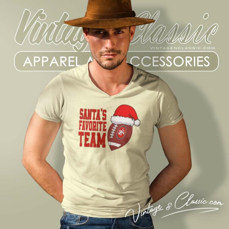 Santas Favorite Team 49ers Christmas V Neck TShirt Santas Favorite Team 49ers Christmas V Neck TShirt