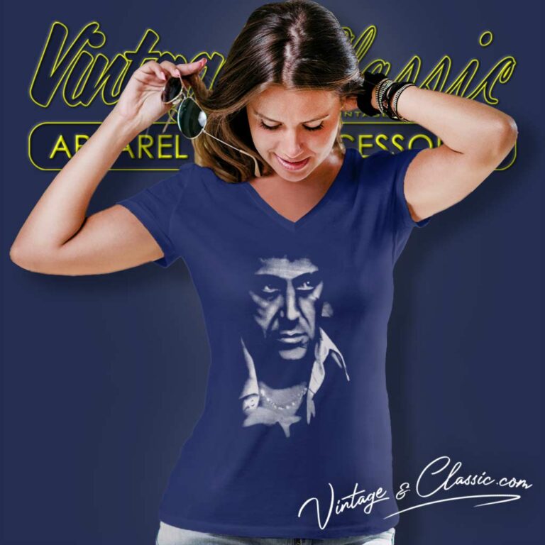 Scarface Antonio Tony Montana Al Pacino V Neck TShirt Scarface Antonio Tony Montana Al Pacino V Neck TShirt