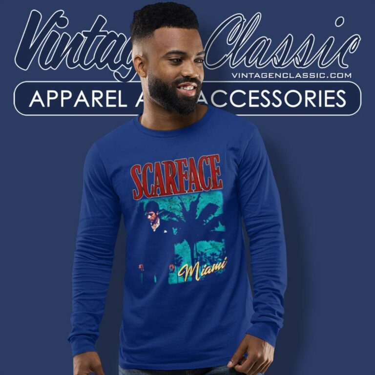 Scarface Movie Shirt Miami Sunset Tony In Tux Long Sleeve Tee Scarface Movie Shirt Miami Sunset Tony In Tux Long Sleeve Tee