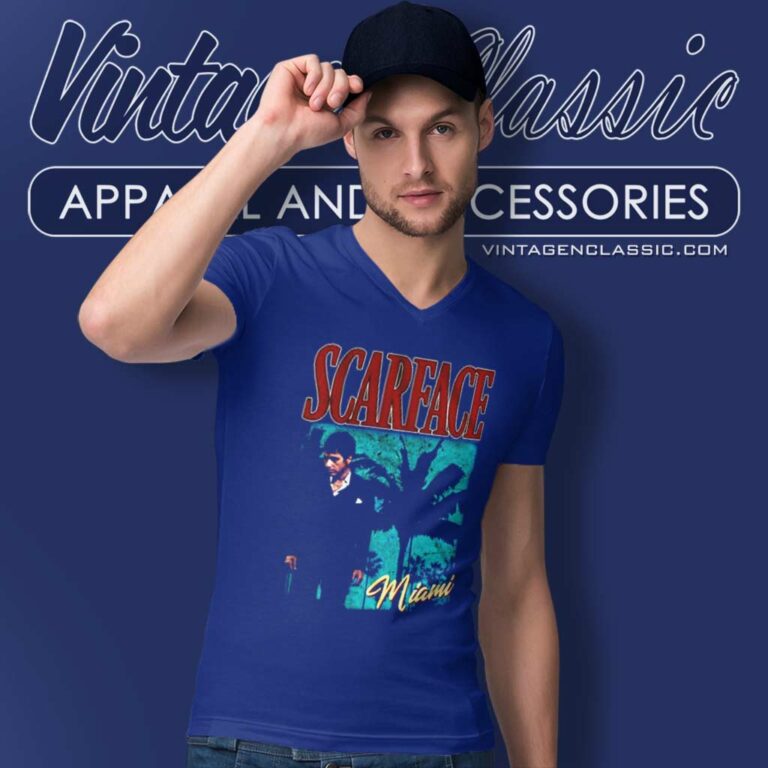 Scarface Movie Shirt Miami Sunset Tony In Tux V Neck TShirt Scarface Movie Shirt Miami Sunset Tony In Tux V Neck TShirt