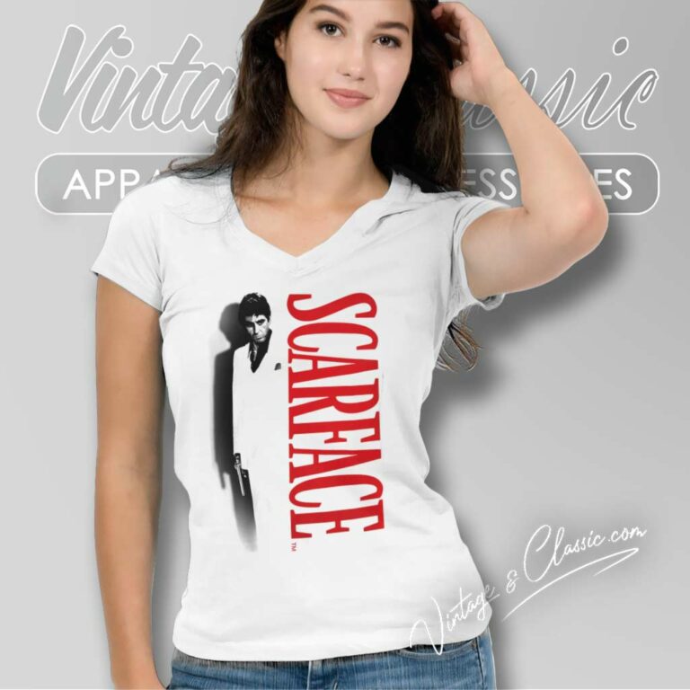 Scarface Shadow Gun V Neck TShirt Scarface Shadow Gun V Neck TShirt