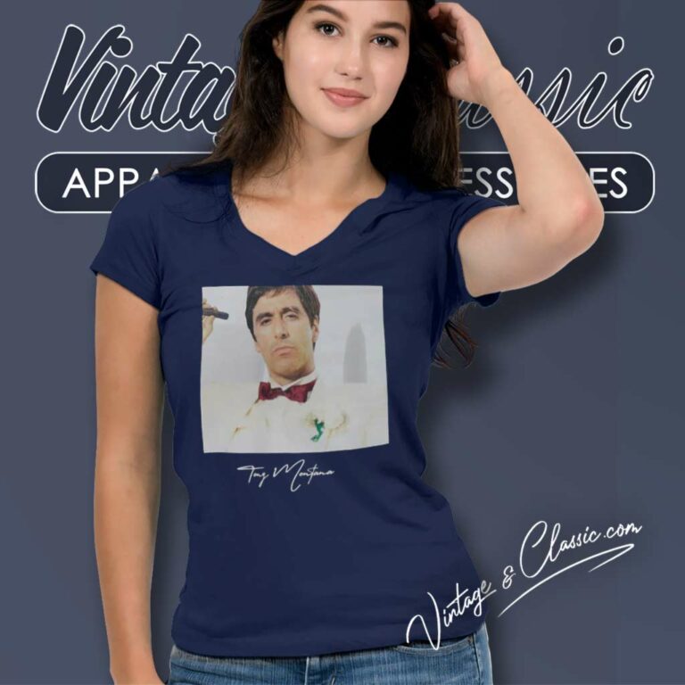 Scarface Tony Montana Logo Signature V Neck TShirt Scarface Tony Montana Logo Signature V Neck TShirt
