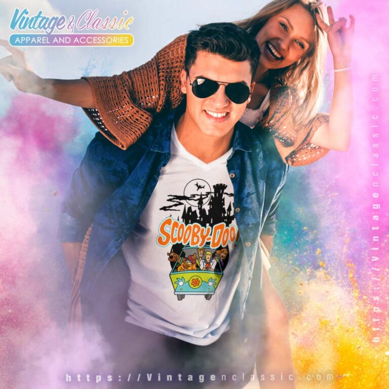 Scooby Doo Haunted Castle V Neck TShirt Scooby Doo Haunted Castle V Neck TShirt