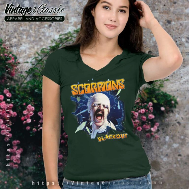 Scorpions Album Blackout Shirt V Neck TShirt 1 Scorpions Album Blackout Shirt V Neck TShirt 1