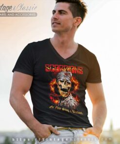 Scorpions Shirt Album Blackout Skull V Neck TShirt