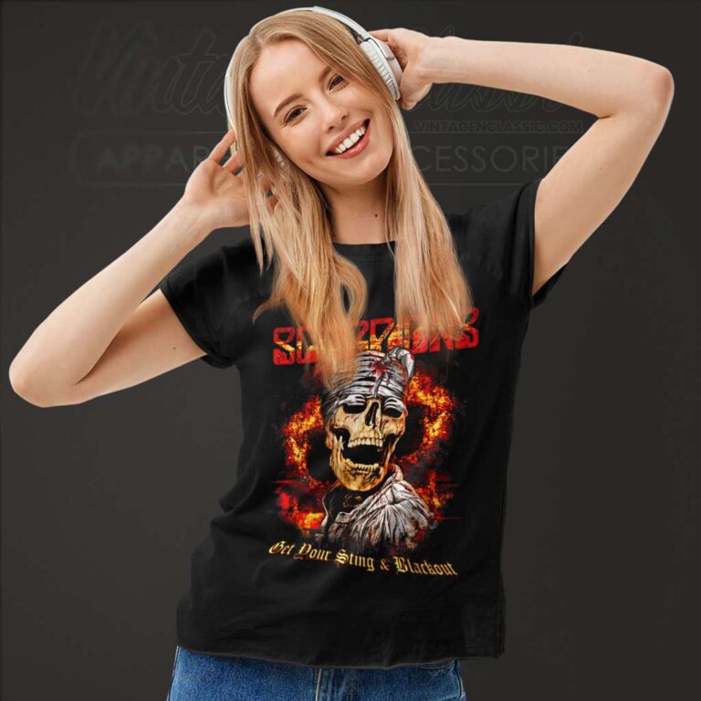 Scorpions Shirt Album Blackout Skull Women TShirt Scorpions Shirt Album Blackout Skull Women TShirt