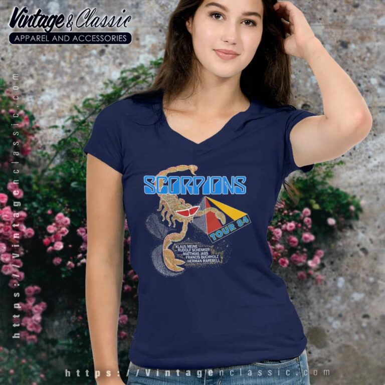 Scorpions Tour 84 V Neck TShirt Scorpions Tour 84 V Neck TShirt