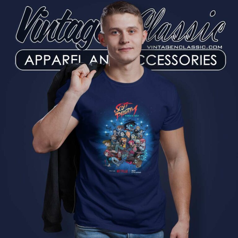 Scott Pilgrim Takes Off Anime Gathers The Evil Poster T Shirt Scott Pilgrim Takes Off Anime Gathers The Evil Poster T Shirt