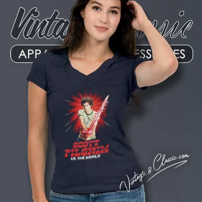 Scott Pilgrim Vs The World Michael Cera V Neck TShirt Scott Pilgrim Vs The World Michael Cera V Neck TShirt