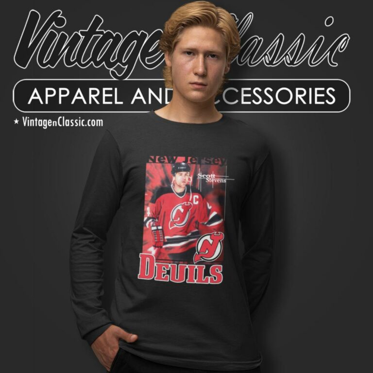Scott Stevens New Jersey Devils Huge Logo Long Sleeve Tee Scott Stevens New Jersey Devils Huge Logo Long Sleeve Tee