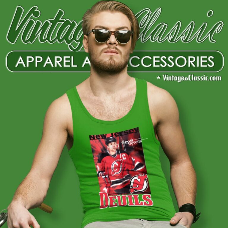 Scott Stevens New Jersey Devils Huge Logo Tank Top Racerback Scott Stevens New Jersey Devils Huge Logo Tank Top Racerback