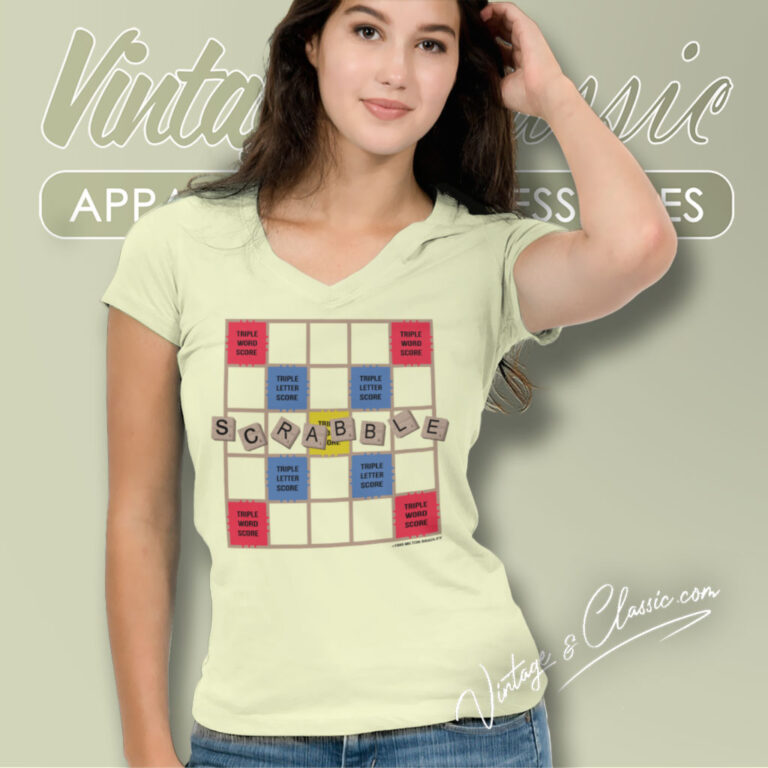 Scrabble Board Game 90s Nerd V Neck TShirt Scrabble Board Game 90s Nerd V Neck TShirt