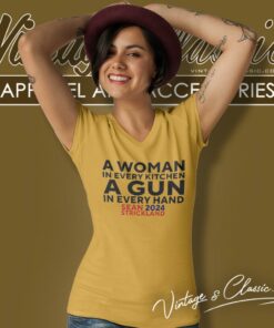 Sean Strickland Wearing A Woman In Every Kitchen A Gun In Every Hand Sean 2024 Strickland V Neck TShirt
