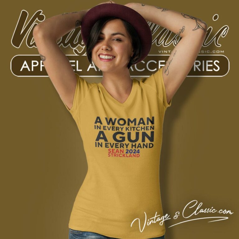 Sean Strickland Wearing A Woman In Every Kitchen A Gun In Every Hand Sean 2024 Strickland V Neck TShirt Sean Strickland Wearing A Woman In Every Kitchen A Gun In Every Hand Sean 2024 Strickland V Neck TShirt