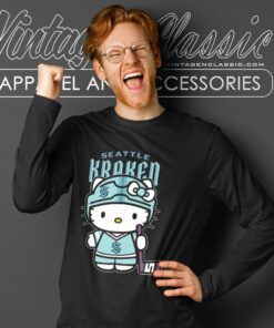 Seattle Kraken Hello Kitty Shirt Long Sleeve Tee