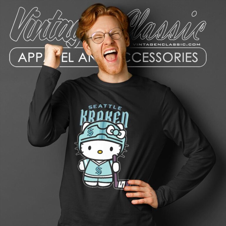 Seattle Kraken Hello Kitty Shirt Long Sleeve Tee Seattle Kraken Hello Kitty Shirt Long Sleeve Tee